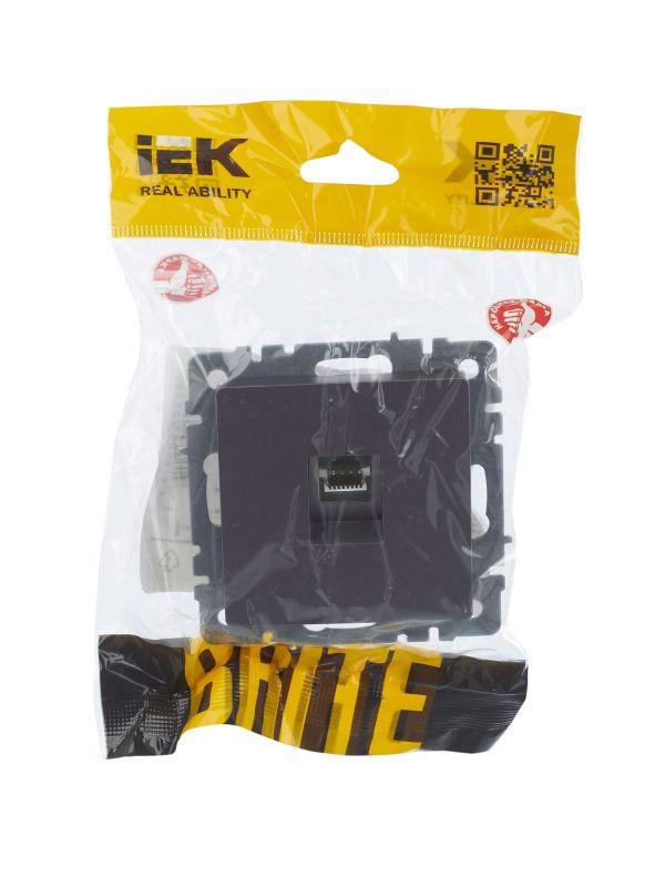  Розетка компьютерная СП RJ45 кат.5E BRITE РК10-БрС механизм сталь IEK BR-K10-1-K46 фото в каталоге от BTSprom.by