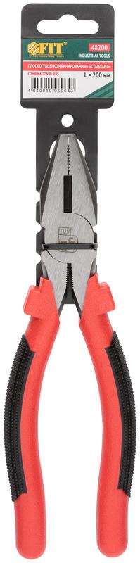  Плоскогубцы комбинированные "Стандарт" пластиковые ручки полированная сталь 200мм красн.-черн. FIT 48200 фото в каталоге от BTSprom.by