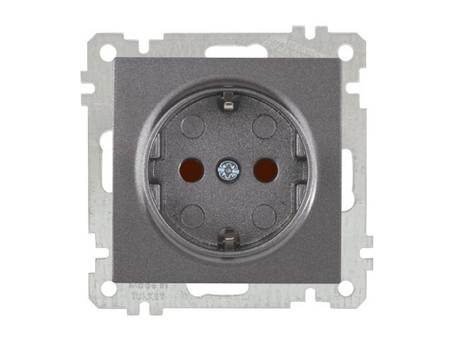 розетка 1-ая (скрытая, с/з, шторки) дымчатая, elitra, mutlusan (16 a, 250 v, ip 20) 2270 605 0295 от BTSprom.by