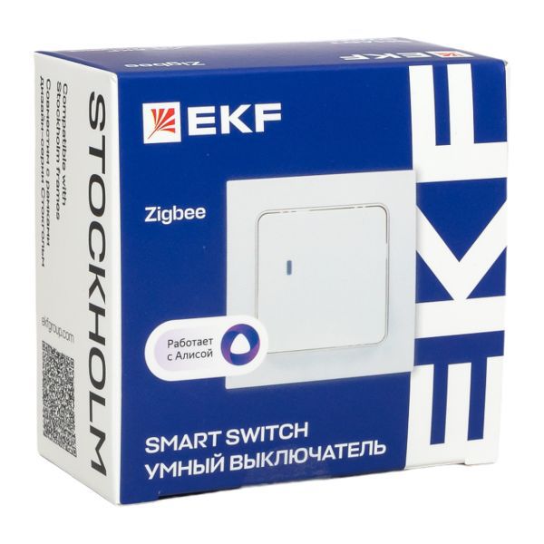  Выключатель 1-кл. Стокгольм Умный бел. Zigbee Connect EKF RCV-ST1-WD-ZB фото в каталоге от BTSprom.by