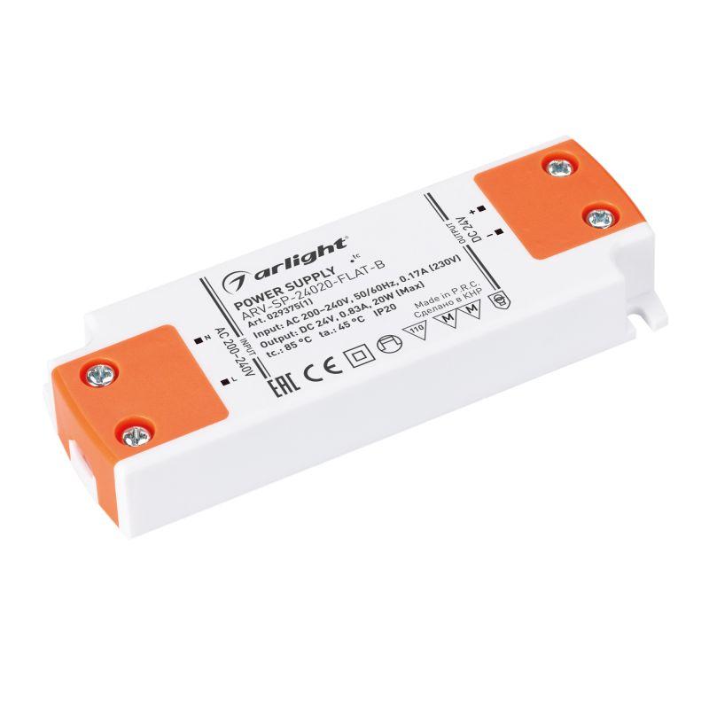 блок питания arv-sp-24020-flat-b (24в 0.83а 20вт) ip20 пластик arlight 029375(1) от BTSprom.by