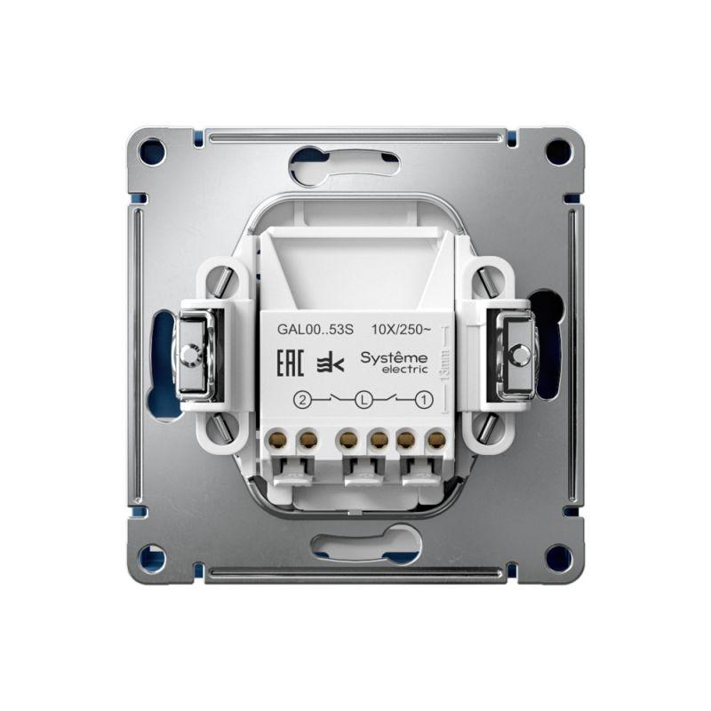  Выключатель 2-кл. ArtGallery (сх. 5а) 10AX с подсветкой быстрозажим. клем. механизм аквамарин SE GAL001153S фото в каталоге от BTSprom.by