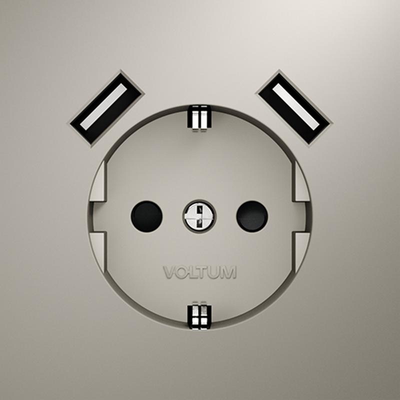  Розетка 1-м СП S70 16А с USB A+A с заземл. защ. шторки механизм кашемир Voltum VLS040403 фото в каталоге от BTSprom.by