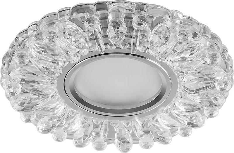 светильник потолочный встраиваемый со светодиодной подсветкой 15ledх2835 smd 4000к mr16 50вт g5.3 прозрачн. хром cd914 с драйвером в комплекте feron 28985 от BTSprom.by