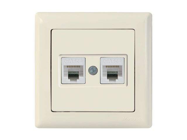 розетка компьютерная 2xrj45 (cat5e, скрытая) кремовая, daria, mutlusan ((2xrj 45) 8-pin, соединения типа 568a или 568b) от BTSprom.by