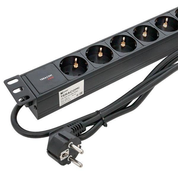  Блок PDU TERACOM PRO 19дюйм 1U 16А/250В 9 роз. Schuko шнур 2м 3х1.5кв.мм вилка Schuko корпус алюм. черн. EKF TRP-HPD-16A-9SH-2MSH фото в каталоге от BTSprom.by
