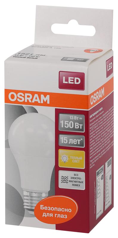 лампа светодиодная led star classic a 150 13w/827 13вт грушевидная матовая 2700к тепл. бел. e27 1521лм 220-240в пластик. osram 4058075056985 от BTSprom.by