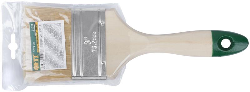  Кисть флейцевая "Хард" натур. светл. щетина дерев. ручка 3дюйм (75мм) FIT 01077 фото в каталоге от BTSprom.by