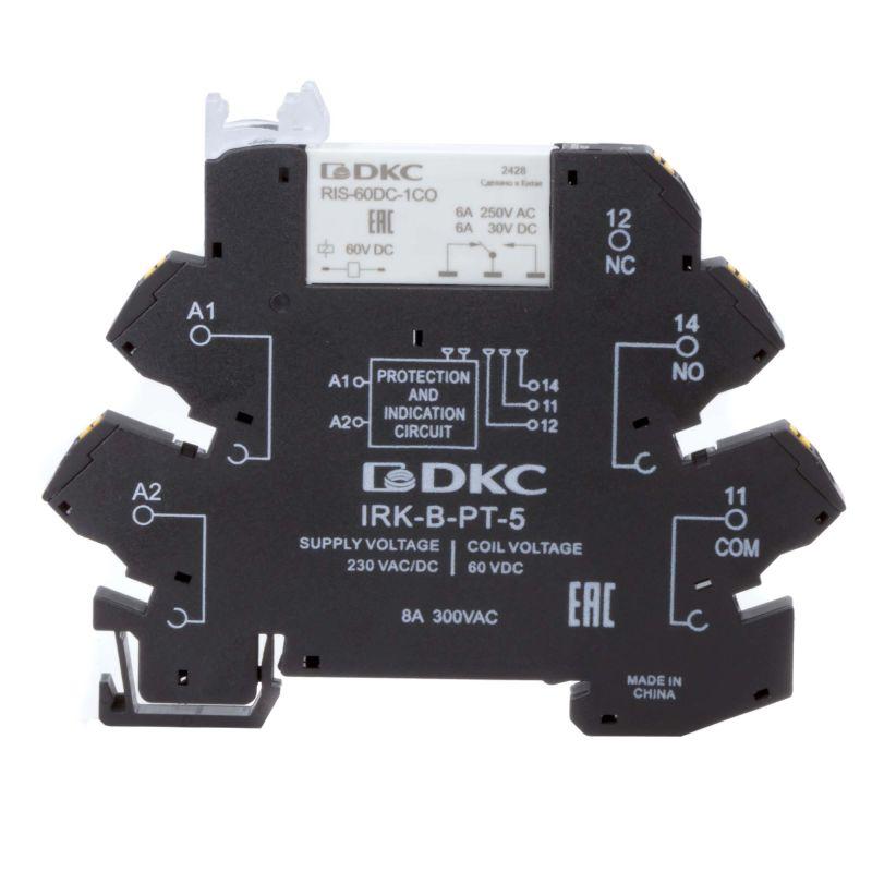 реле интерфейсное 1co ком. ток 6а agsno2 напряжение 230в ac/dc push-in клеммы dkc irk-230uc-1co-pt от BTSprom.by