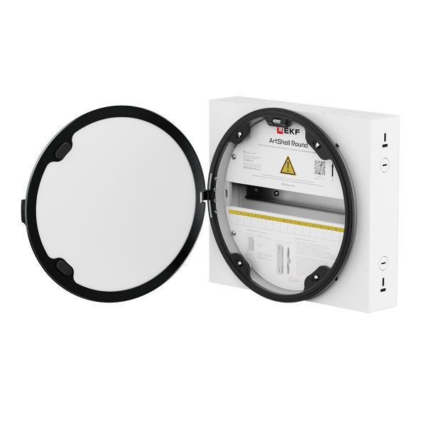  Корпус ArtShell Round силовой встраив. 16мод. Круглый черн. дверь из закал. стекла EKF artshell-r-16p-cb фото в каталоге от BTSprom.by