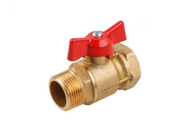 кран шаровый стандарт. 1/2" вн. х 3/4" нар. бабочка pn1,6 мпа, 11б27п7, цветлит (zw10063) zw10063 от BTSprom.by