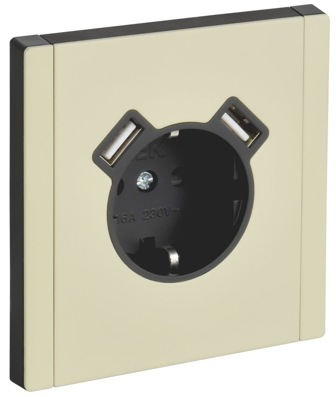 розетка 1-м сп forte&piano fp845m 16а ip20 usb a+a 3.1а с заземл. защ. шторки винтовое крепление сл. кость iek fp-r14-16-u21-d31-m-k41 от BTSprom.by