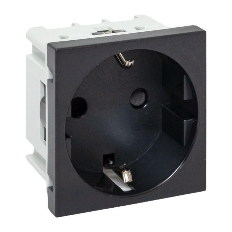 розетка 45х45 с зазем. с защ. шторками 90град. черн. матов. ekf e2mr16-028-30 от BTSprom.by