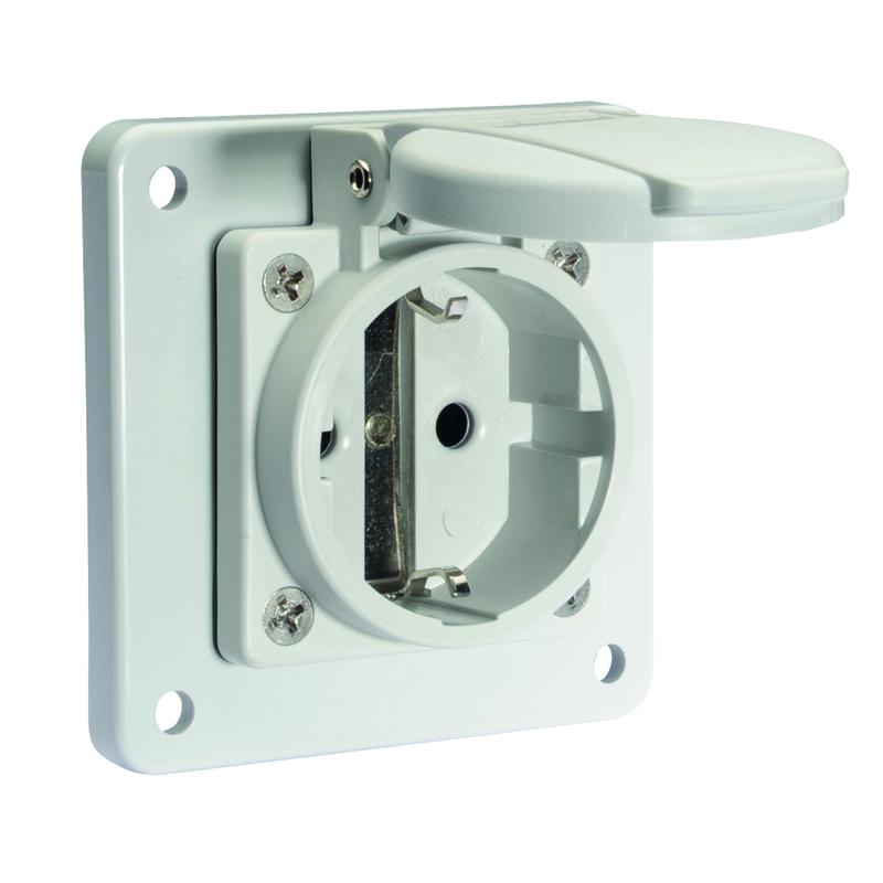 розетка встраиваемая schuko 16а 3п 250в ip54 фланец 75х75 quick connect сер. bals 71109 от BTSprom.by