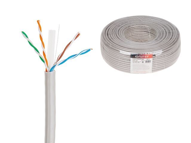 кабель витая пара u/utp cat6e 4х2х23awg (0.57мм) 100м, медь, внутр. (пвх) юпитер (юпитер) jp3020-100 от BTSprom.by