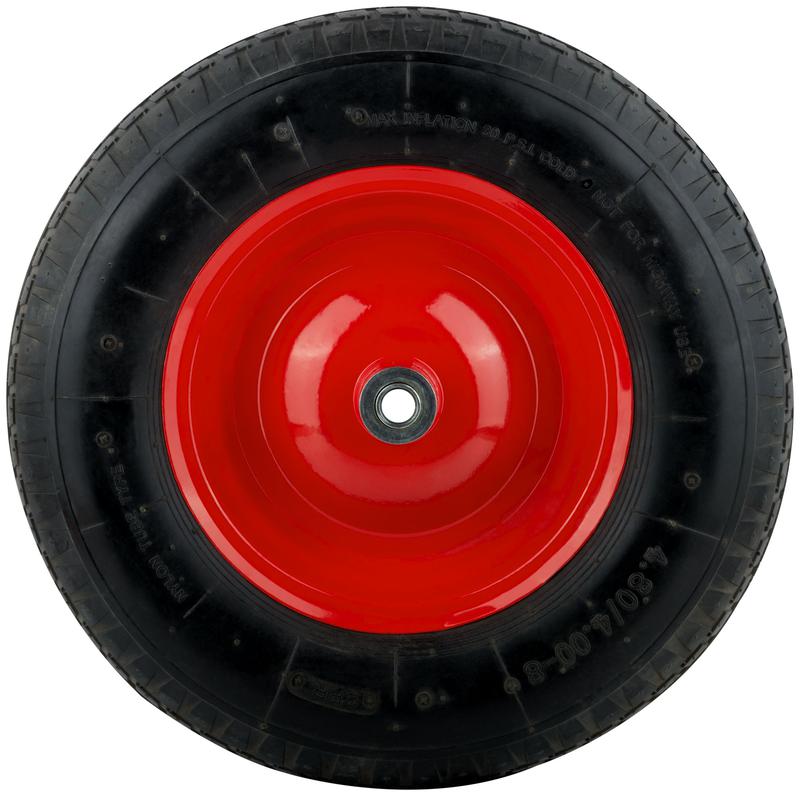  Колесо запасное 400х90х230мм для тачки 77556 (4.80дюйм/4.00дюйм-8дюйм) (посадка ширина 130мм диаметр 16мм ) FIT 77566 фото в каталоге от BTSprom.by