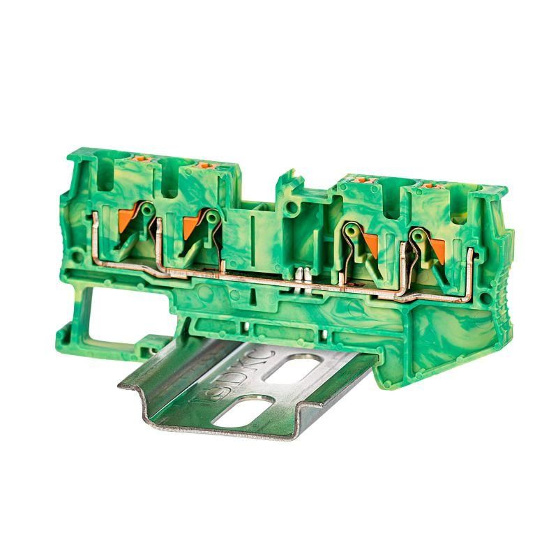 клемма заземления зажим push-in 4 точки подключения 4 кв.мм dkc vpr-4-quattro-pe от BTSprom.by