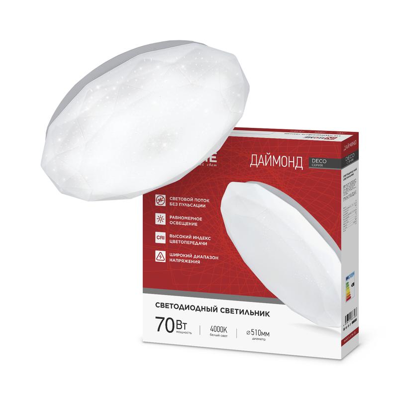 светильник светодиодный deco даймонд 70вт 4000к 6300лм 230в 510х70мм in home 4690612063416 от BTSprom.by