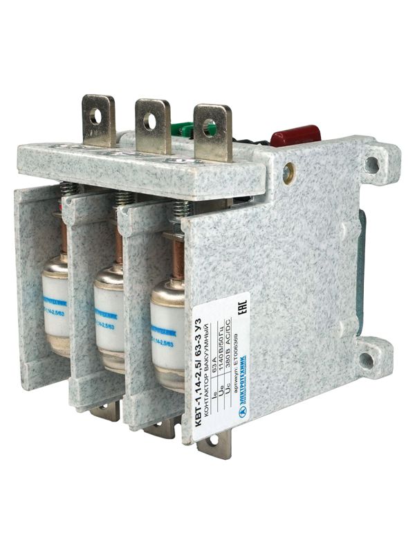 контактор вакуумный квт-1.14-2.5/ 63-3 у3 3п кат. 380в 2но+1нз ip00 без реле электротехник et006369 от BTSprom.by