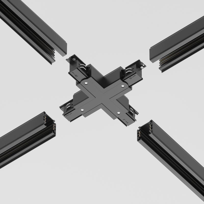  Коннектор Х-образный Trinity черн. Voltega TRA-VGL005CX-31B фото в каталоге от BTSprom.by