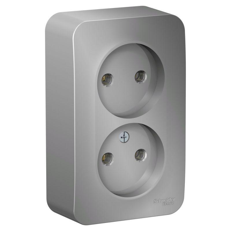 розетка 2-м оп blanca 16а ip20 250в без заземл. без защ. шторок с изолир. пластиной алюм. se blnra000213 от BTSprom.by