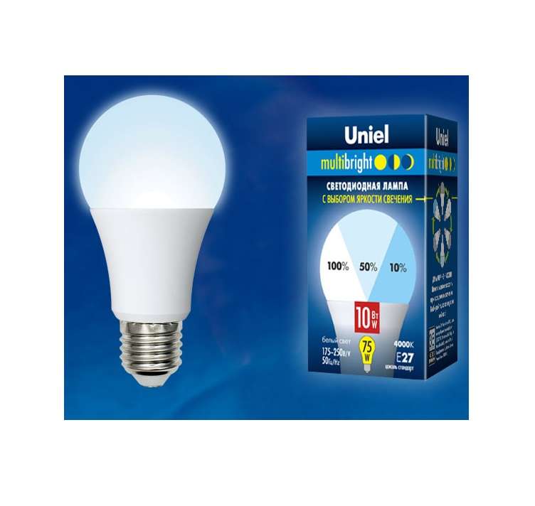 лампа светодиодная led-a60-10w/nw/e27 /fr/mb plm11wh multibright 10вт грушевидная матовая 4000к нейтр. бел. e27 100-50-10 (упак. картон) uniel ul-00002372 от BTSprom.by