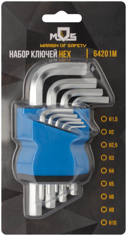  Ключ шестигранные набор 9шт (1.5-10мм) в пластиковом держателе MOS 64201М фото в каталоге от BTSprom.by