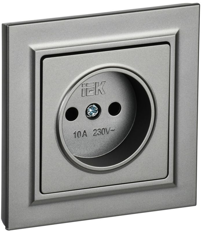 розетка сп brite рср10-1-0-брс 10а в сборе без заземл. без защ. шторок сталь iek br-r10-10-k46-f от BTSprom.by