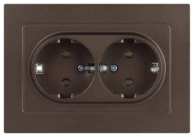 розетка 2-м сп accent 6-205-08 16а ip20 250в 2p+e schuko al/cu бронза intro б0063498 от BTSprom.by