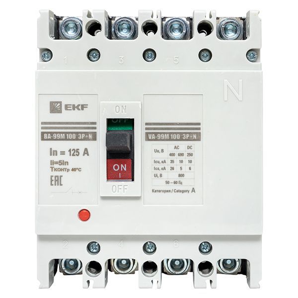  Выключатель автоматический 4п 100/125А 5In 35кА ВА-99М PROxima EKF mccb99-4P5In100-125m фото в каталоге от BTSprom.by