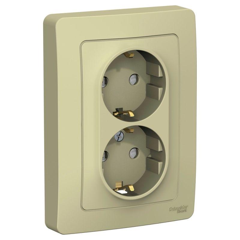 розетка 2-м сп blanca 16а ip20 250в с заземл. защ. шторки беж. se blnrs001127 от BTSprom.by