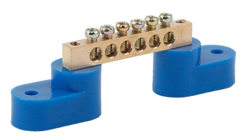 шина n "ноль" на двух угловых изоляторах шни-6х9-6-у2 no-222-55 син. (уп.10шт) эра б0033435 от BTSprom.by
