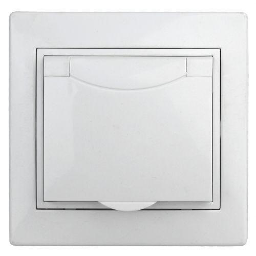 розетка 1-м сп plano 1-207-01 16а ip42 250в 2p+e schuko защ. шторки с крышкой бел. intro б0053932 от BTSprom.by