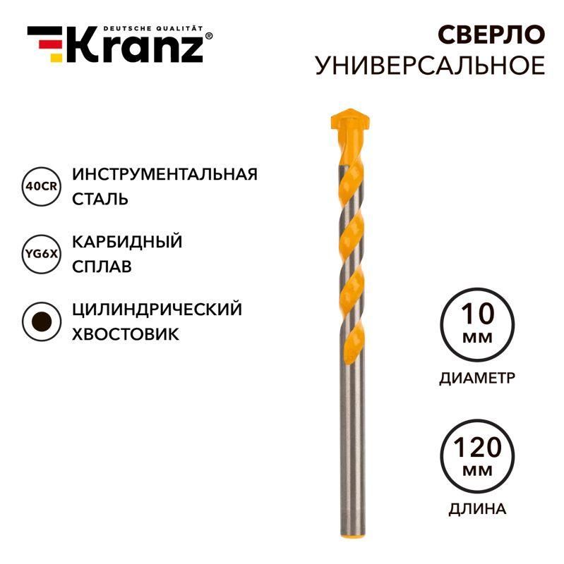 сверло универсальное твердосплавное 10мм kranz kr-91-0323 от BTSprom.by