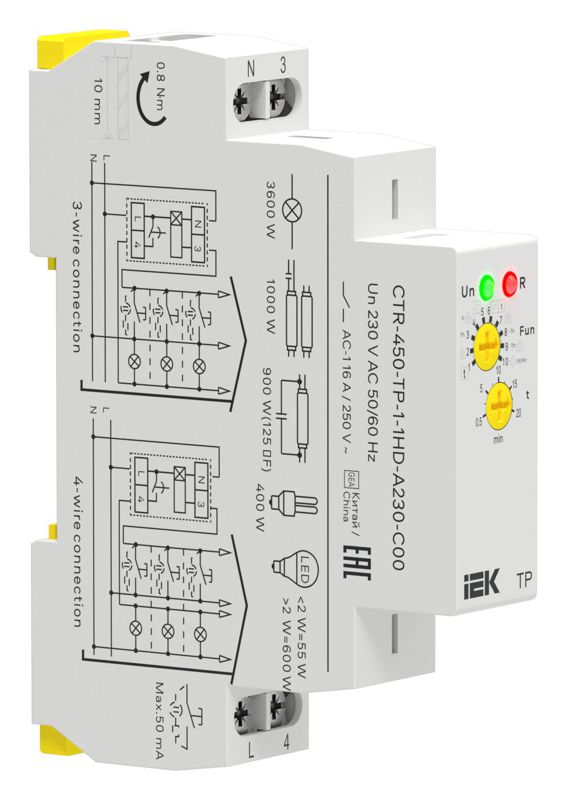 реле импульсное tp 1 контакт 230в ac с задержкой выключения iek ctr-450-tp-1-1hd-a230-c00 от BTSprom.by