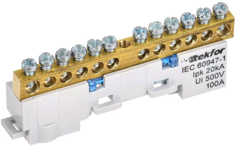 шина нулевая n изол. на универс. держ. 6х9-12-с tekfor iek tf-nn10-12-kl-k07 от BTSprom.by