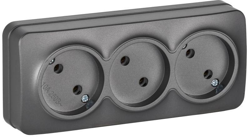 розетка 3-м оп glory рс23-2-хсм 10а без заземл. без защ. шторок сталь матов. iek erh30-k46m-10 от BTSprom.by