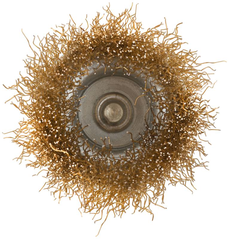  Корщетка тип "чашка" со штифтом стальная латунированная волнистая проволока 50мм MOS 38486М фото в каталоге от BTSprom.by