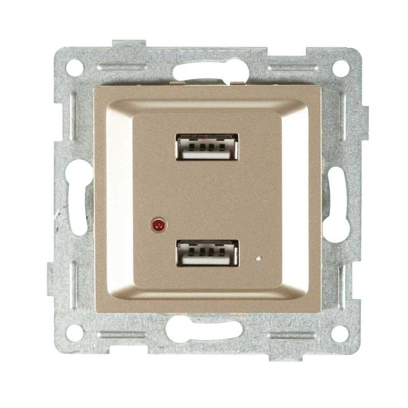 механизм розетки usb 2-местн. сп ugra шампань gusi с11usb2-027 от BTSprom.by