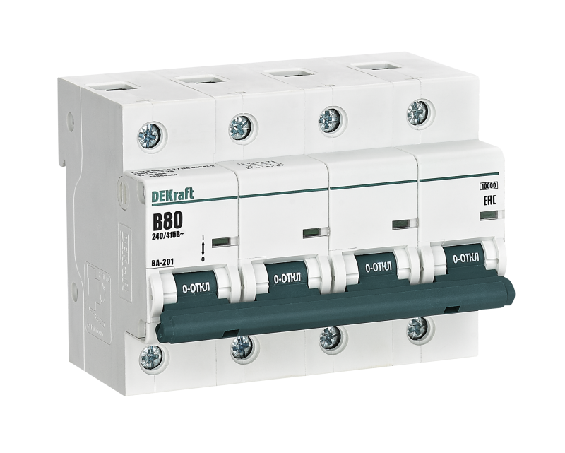 выключатель автоматический 4п b 80а 10ка ва-201 dekraft 13046dek от BTSprom.by