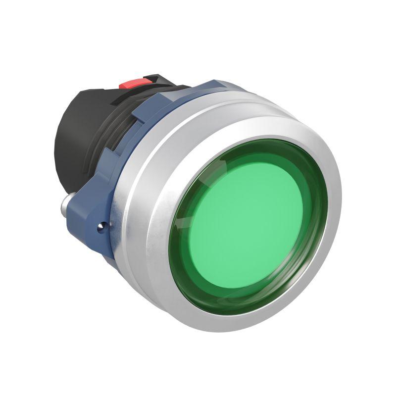 головка кнопки плоская с фиксацией алюм. кольцо зел. прозр. dkc m22p-fllga от BTSprom.by