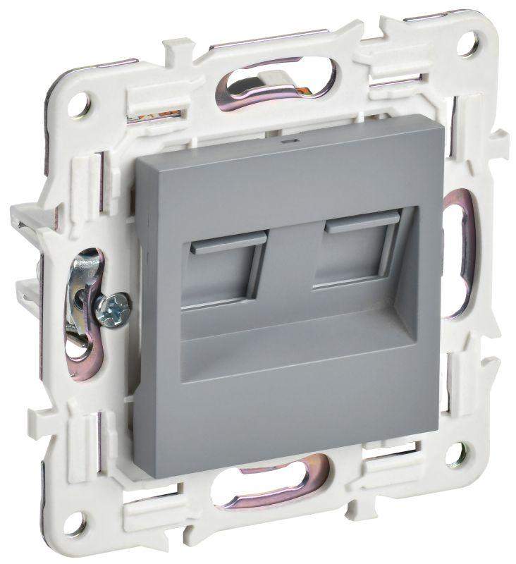 розетка компьютерная двойн. rj45 кат.6 skandy sk-k04gr сер. iek sk-k20-2-k03 от BTSprom.by