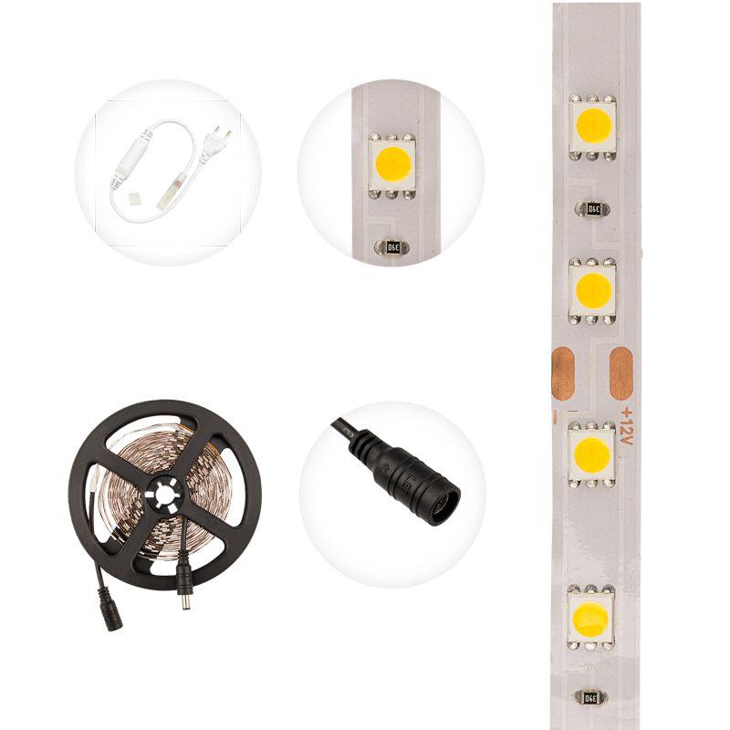  Лента светодиодная SMD5050 60LED/м 14.4Вт/м 12В IP23 тепл. бел. (уп.5м) Lamper 141-466 фото в каталоге от BTSprom.by