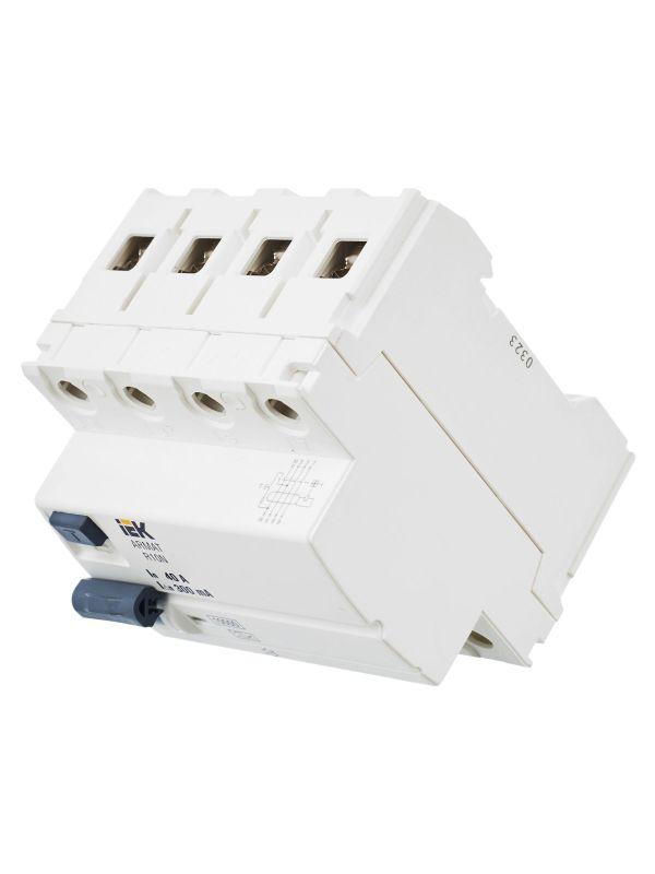  Выключатель дифференциального тока (УЗО) 4п 40А 300мА тип A ВДТ R10N ARMAT IEK AR-R10N-4-040A300 фото в каталоге от BTSprom.by