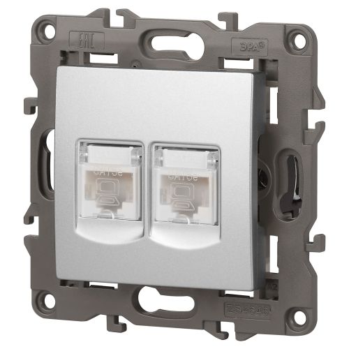  Розетка компьютерная 2-м Elegance 14-3108-03 RJ45 IP20 механизм алюм. Эра Б0034310 фото в каталоге от BTSprom.by