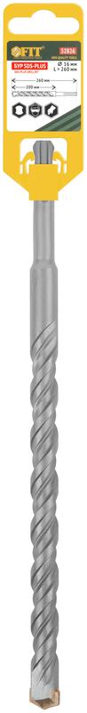  Бур по бетону SDS PLUS профи W-образная вставка двойная спираль 16х260мм FIT 32826 фото в каталоге от BTSprom.by