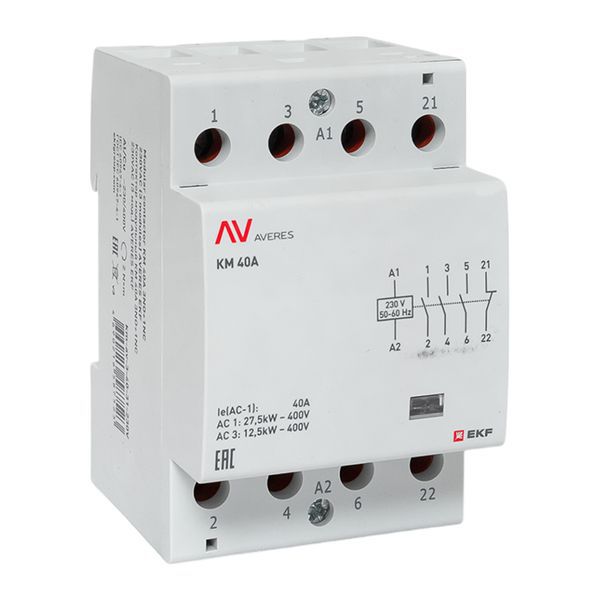 контактор модульный км 40а 3no+1nc 230в ac (3 мод.) averes ekf km-av-3-40-31-230v от BTSprom.by