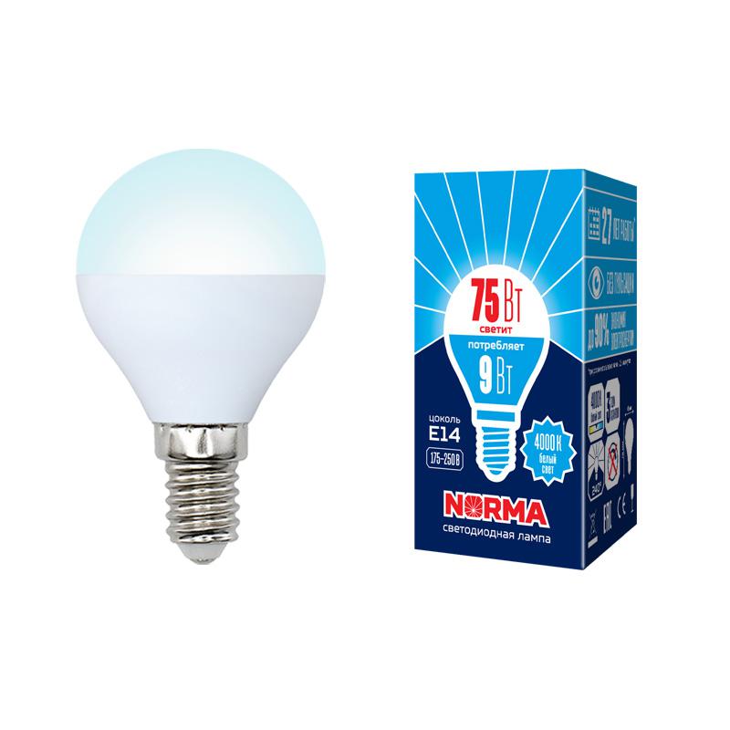 лампа светодиодная led-g45-9w/nw/e14/fr/nr norma 9вт матовая e14 (упак. картон) volpe ul-00003825 от BTSprom.by