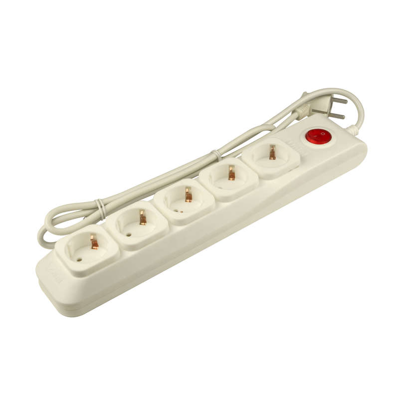 удлинитель с сетевым фильтром 5х5м с заземл. 10а lux sgsl5-5 ivory пвс 3х0.75 защита от перенапряж. короткого замыкания uniel ul-00001757 от BTSprom.by