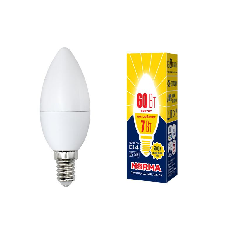 лампа светодиодная led-c37-7w/ww/e14/fr/nr norma 7вт матовая e14 (упак. картон) volpe ul-00003796 от BTSprom.by
